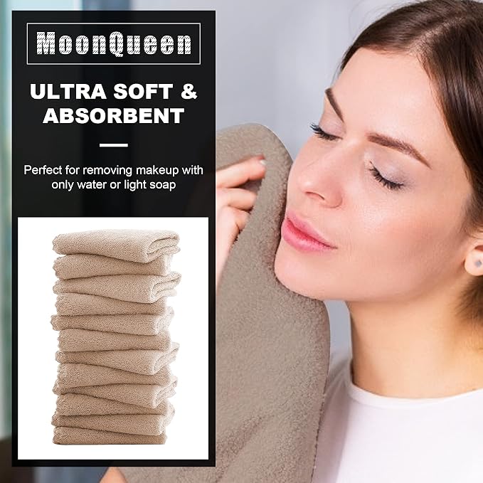 MOONQUEEN Microfiber Facial Cloths Fast Drying Washcloth 12 Pack - Image 2