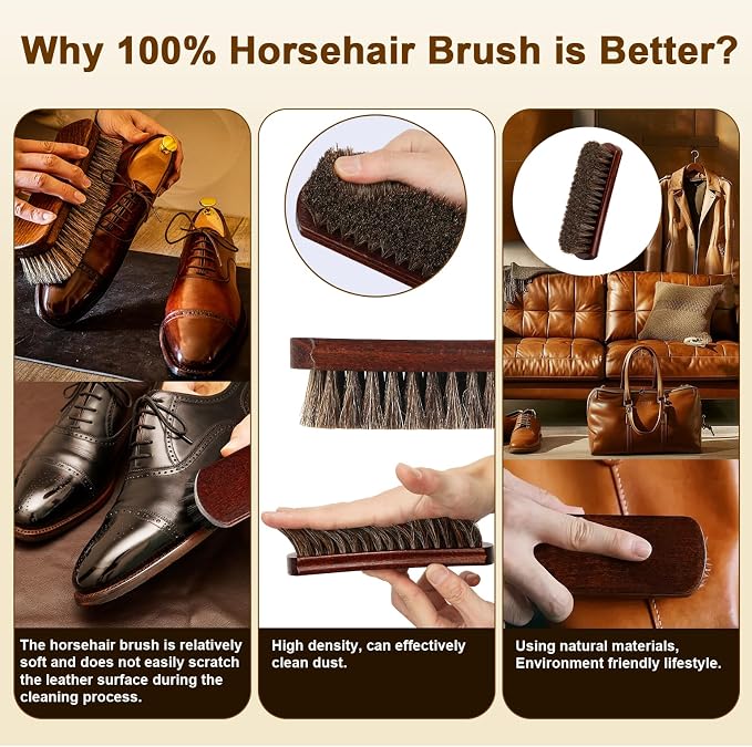 Professional 100% Horsehair Shoe Brush Premium Horsehair Dauber Applicators - Image 2