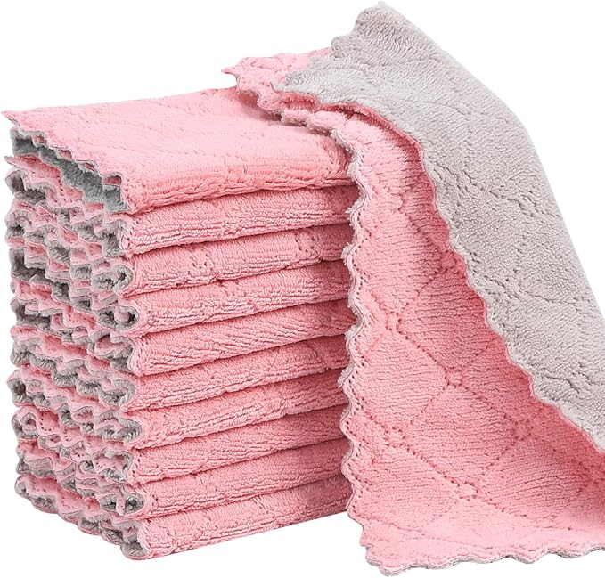 Rachan 11Pack Kitchen Dish Cloths Reusable Dish Towels, Super Absorbent Coral by Rachan