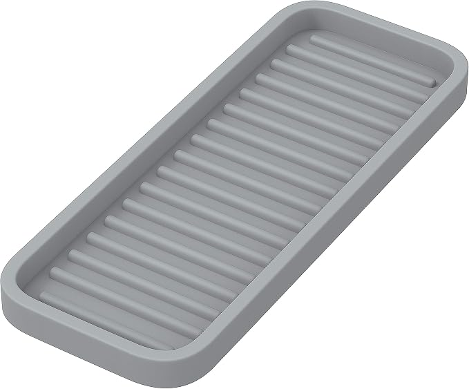 ZAPPOWARE Silicone Kitchen Sink Caddy Sponge Holder 9x3.5 Gray by ZAPPOWARE