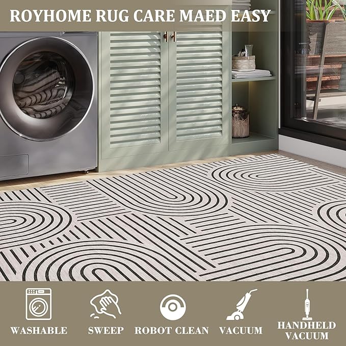 Modern Rug 2x6 Runners for Hallways, Abstract Kitchen Runner Rugs Non Slip Bath - Image 5
