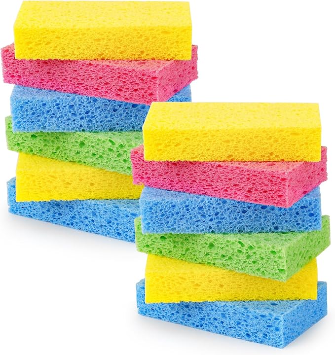Temede 12-Count Cellulose Sponges, Non-Scratch Kitchen Sponges by Temede