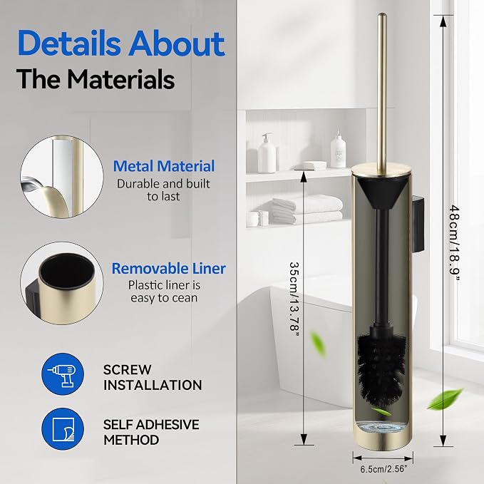 Wall Mounted Brushed Gold Toilet Brush - Image 2