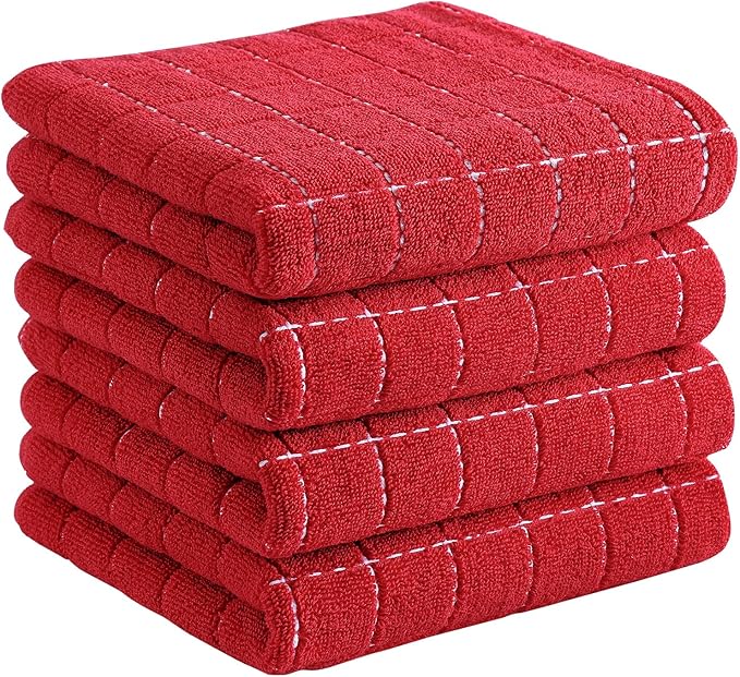 Homaxy 100% Cotton Terry Kitchen Towels, Checkered Designed, Soft and Super by Homaxy