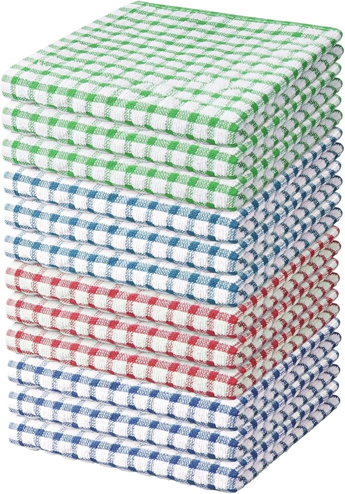Nialnant 12 Pack Kitchen Dish Cloths, 100% Cotton Kitchen Towels Soft Absorbent by Nialnant