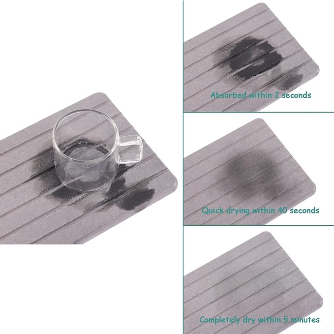 2 PCS Water Absorbent diatomite Coasters, 8.3" x 4" Water Absorbing Stone Tray - Image 5