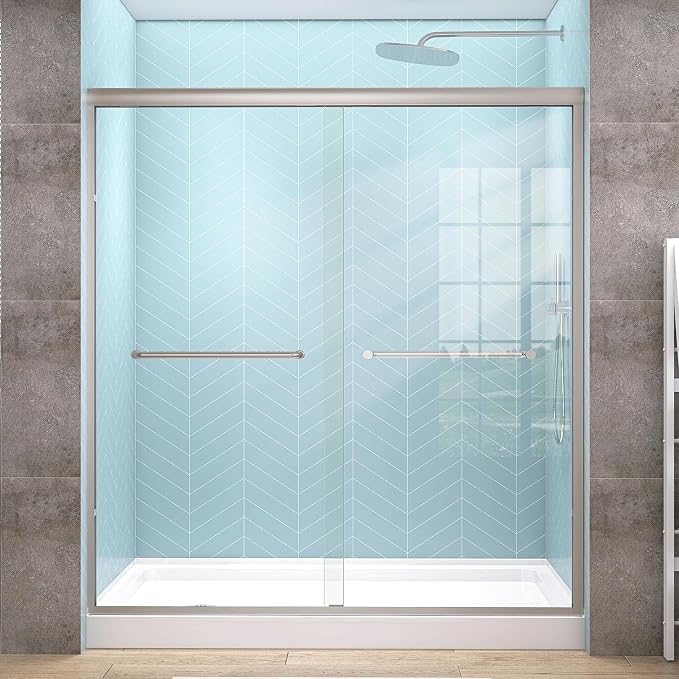 GETPRO Semi-Frameless Shower Door Double Sliding 62-66 in. W x 72 in. H Bypasss by GETPRODeluxeBathroomSolutionExpert