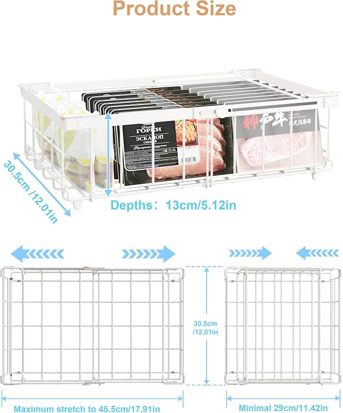 UMDONX 4 Pack Expandable Freezer Organizer Bins Large Freezer organizer Bins - Image 2