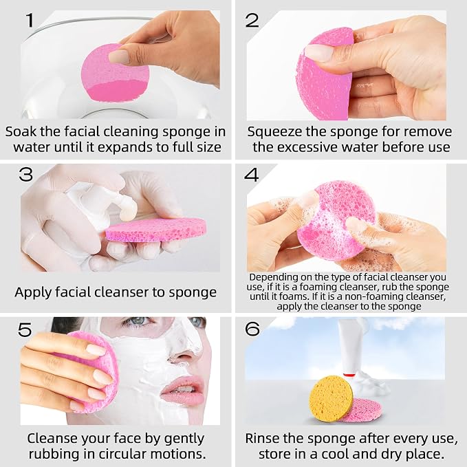50-Count Compressed Facial Sponges|Kickleen 100% Natural Cellulose Cosmetic Spa - Image 6