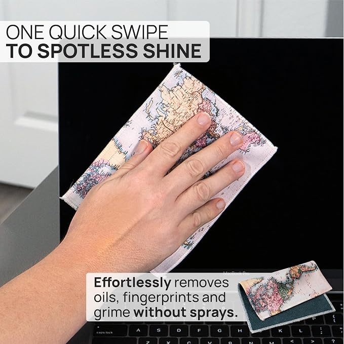 Quick Cloth Microfiber Glasses Cleaning Cloths – 5x7, World Map, 2 Pack - Image 2