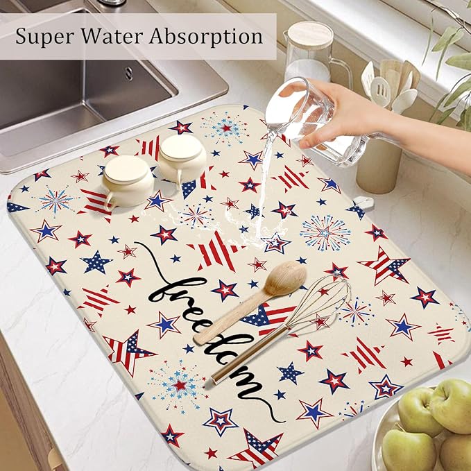 4th of July Dish Drying Mat for Kitchen Counter, Independence Day Stars - Image 5