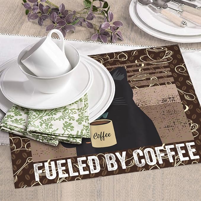 Vintage Cat Dish Drying Mat for Kitchen Counter Retro Coffee Dish Drainer Rack - Image 5