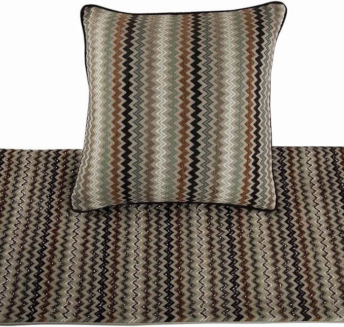 The HomeCentric Decorative Designer Handmade Bed Runner Without Pillow Cover, 86 x 18 Inch Velvet Designer CA King Size Bed Scarf with Tassle & Bead Embroidered Bed Linen Foot Warmer - Chevron Fun