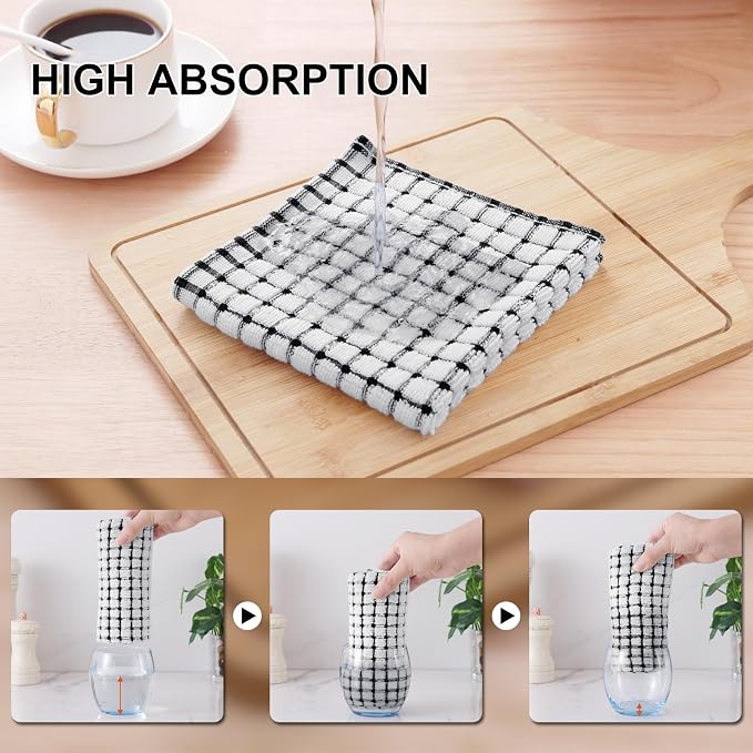 Kitinjoy Cotton 24 Pack Terry Kitchen Dish Cloths, 12 x 12 Inches Super Soft - Image 3
