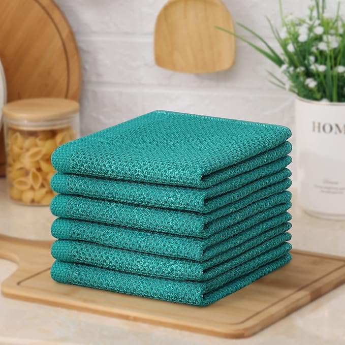 Kitinjoy 100% Cotton Kitchen Dish Cloths, 6 Pack Waffle Weave Ultra Soft - Image 7