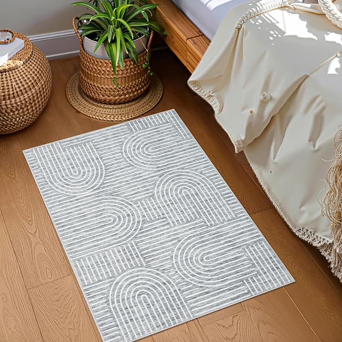 Washable Rug 2x3 Area Rugs for Entryway, Abstract Rug for Bedroom, Soft Rainbow - Image 2