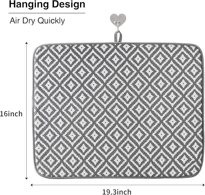 Dish Drying Mat for Kitchen 2 Pack, Ultra Absorbent Microfiber Dishes Drainer - Image 4