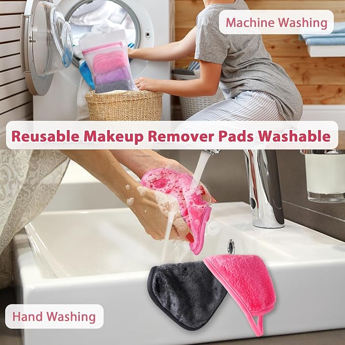 Makeup Remover Cloth, 12 Pack Makeup Remover Pads Microfiber Face Washcloth - Image 5