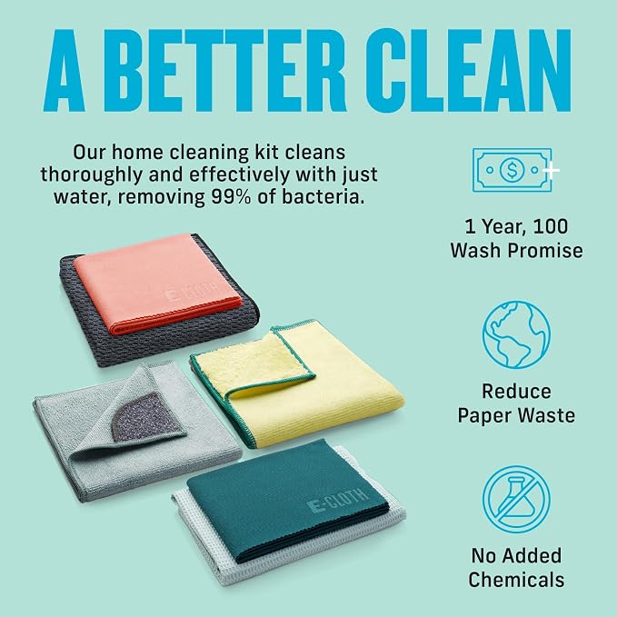 E-Cloth 6-pc Home Cleaning Essentials, Contains Multiple Microfiber Cleaning - Image 4