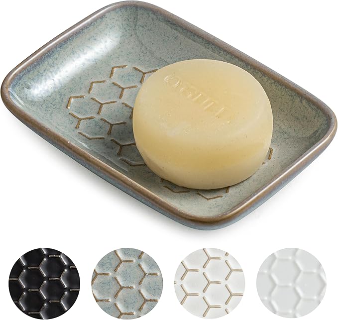 Gomakren Soap Dish for Shower, Bar Soap Holder, Ceramic Soap Dishes for Bar Soap by Gomakren