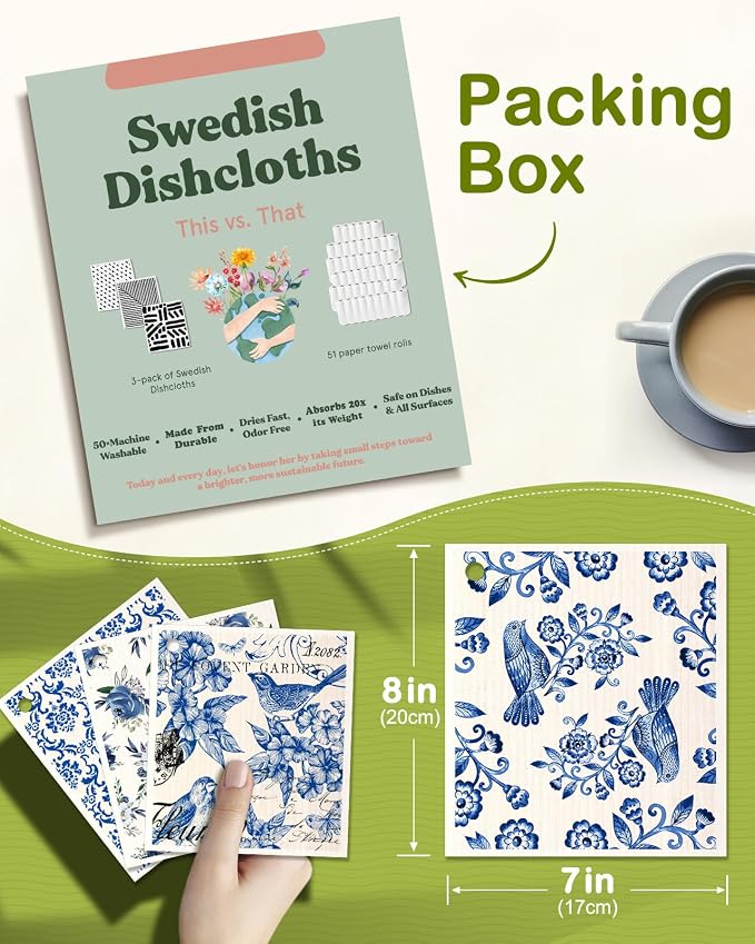 6 Pack Swedish Dishcloths for Kitchen - Image 2