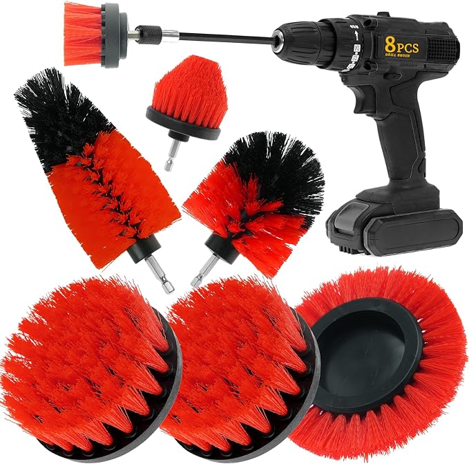 8 Pcs Drill Brush Attachment Set, Power Cleaning Scrub Brush Kit by ETOUPA