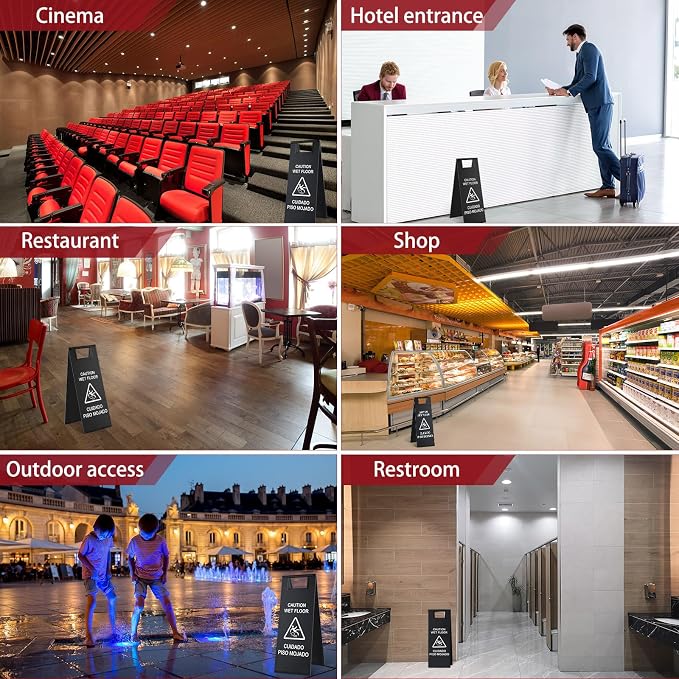 Stainless Steel Wet Floor Caution Sign Bulk 8.8 Pound Portable Foldable Handle - Image 6
