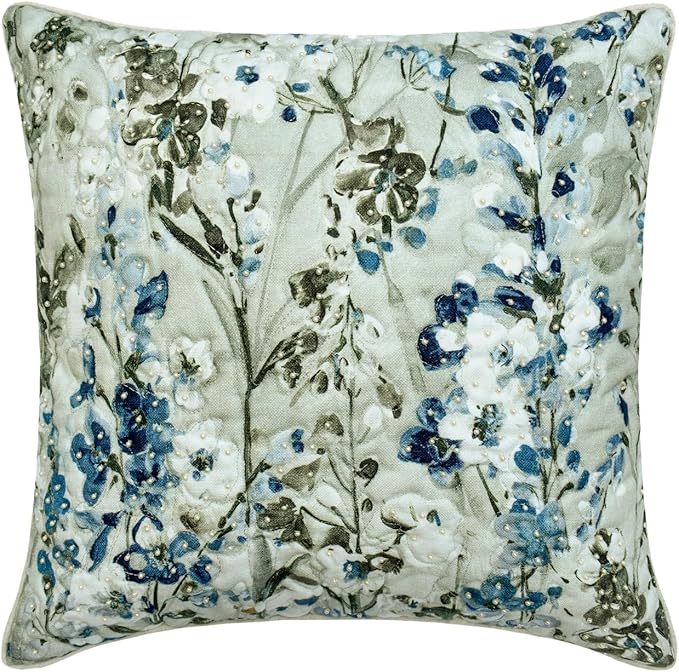 The HomeCentric King/Queen/Twin Blue Decorative Bed Runner Full 68"x18" Bed Runner with One Pillow Cover, Quilted Bed Scarf on Cotton Fabric - Garden Grace