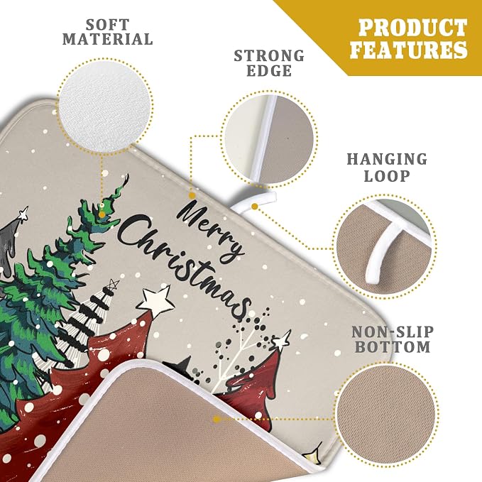 Christmas Trees Dish Drying Mat Winter Holiday Kitchen Dishes Pad 16x18 Inch - Image 4