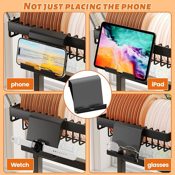 Over The Sink Dish Drying Rack 27-40L x 12W x 32.5-37H Snap-On Design 2 Tier - Image 5