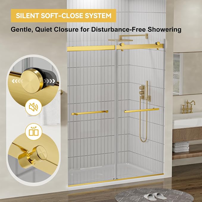 56"-60" W x 75" H Frameless Shower Door, Double Sliding Shower Door, 5/16" - Image 2