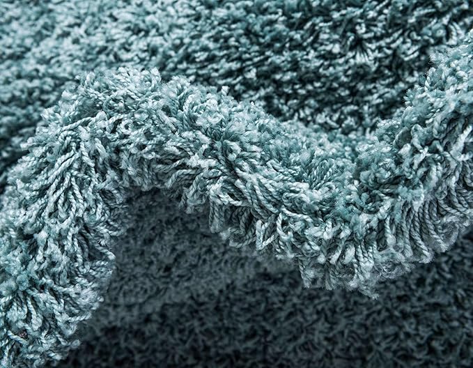 Unique Loom Solid Shag Collection Area Rug (5' 1" x 8' Rectangle, Light Slate Blue)