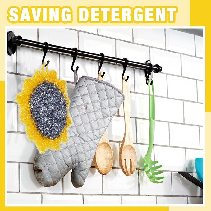 Breling 6 Piecs Sunflower Shape Dish Sponge Dual Sided Non Scratch Dish Washing - Image 4