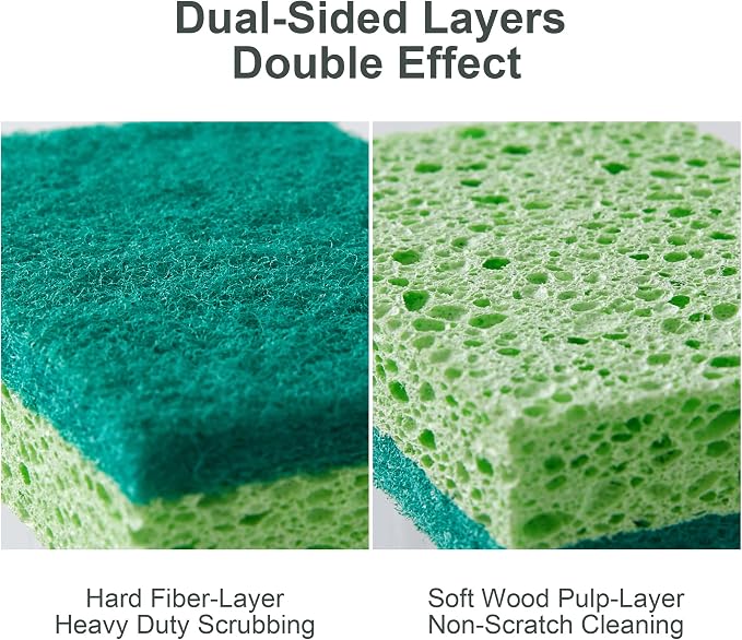 JOYMOOP Clean Sponges, Dual-Sided Non-Scratch Soft Scrub Dish Sponge, Safe - Image 2