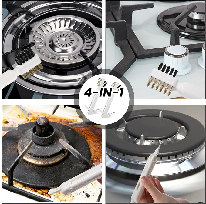 2 PCS Stove Brush, Kitchen Cleaning Scrub Brush, 4-in-1 Gas Stove Brass Wire - Image 6