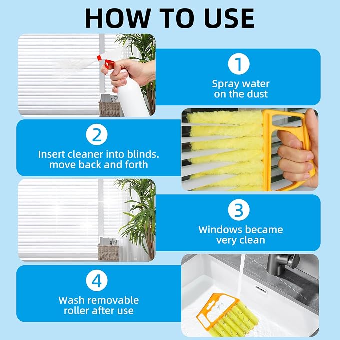 Blind Cleaner Duster Tool, 2026 New Window Venetian Washable 7 Fingers Dusting - Image 6