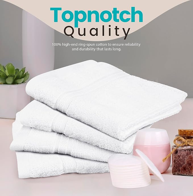 Towel and Linen Mart 100% Cotton- Wash Cloth Set -Pack of 4, Quick Dry - Image 3