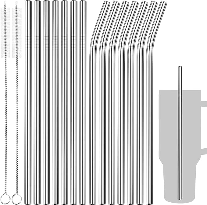 Tomorotec 30oz Straws, 0.35"/9mm Diameter Sleek Metallic Finish- 7 Straight by Tomorotec