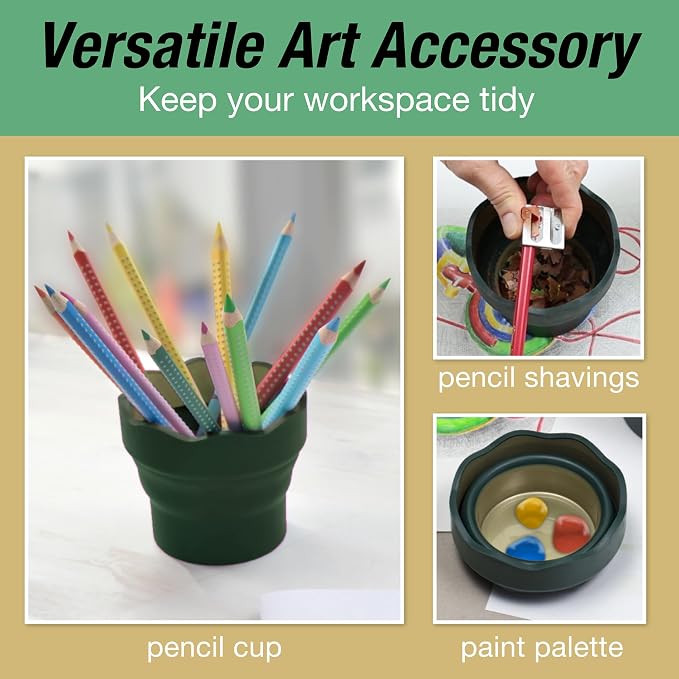 Faber-Castell Clic & Go Artist Water Cup, Dark Green - Image 4