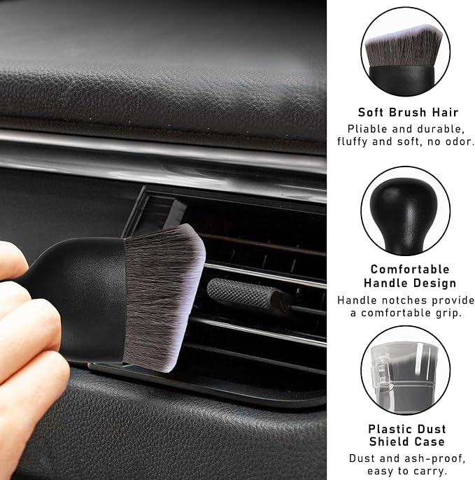 2PCS Car Interior Dust Brush, Soft Scratch Free Auto Detailing Brushes - Image 3