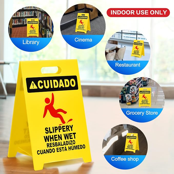 MATTHEW CLEANING 19'' Industrial Wet Floor Sign 6 Pack 2-Sided Durable - Image 5