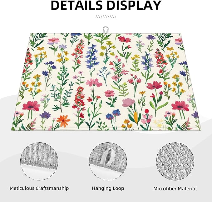 Watercolor Wildflower Dish Drying Mat - Image 4