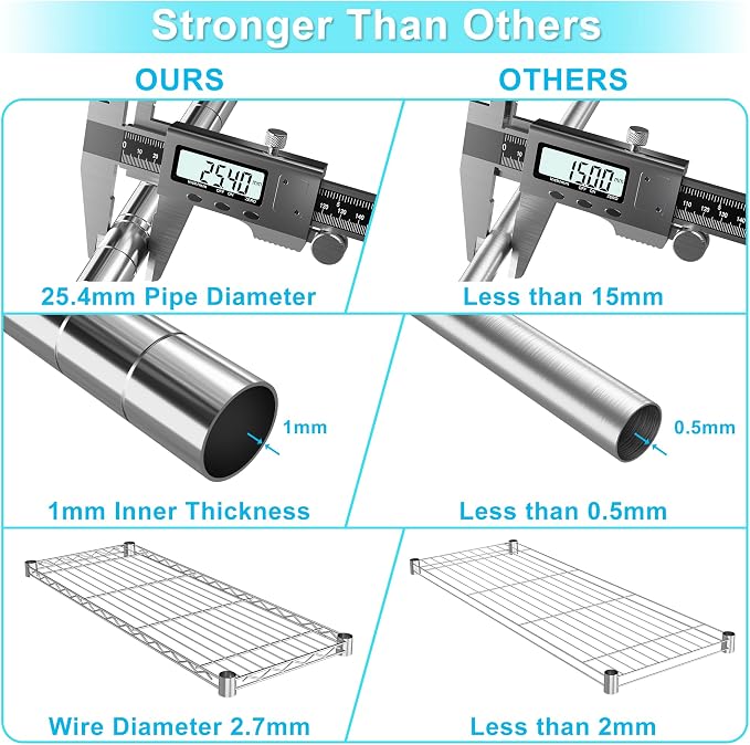 Auslar 4-Shelf Storage Wire Shelves Heavy Duty 4 Tiers Standing Shelving Units - Image 5