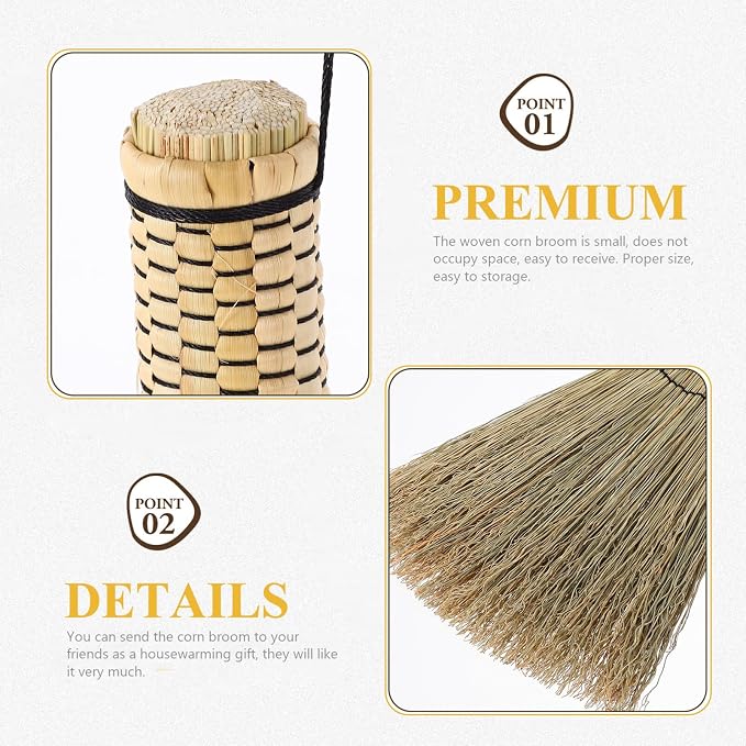 Kichvoe Mini Corn Whisk Broom Small Handheld Sweeping Brush Short Handle - Image 7