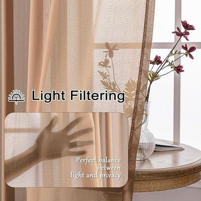 Pinch Pleat Curtains 108 Inches Long for Bedroom Living Room Soft Touch Light Filtering Sheer Pleated Drapes with Ajustable Hooks, Mocha Moose, 42" W x 108" L, 2 Panels