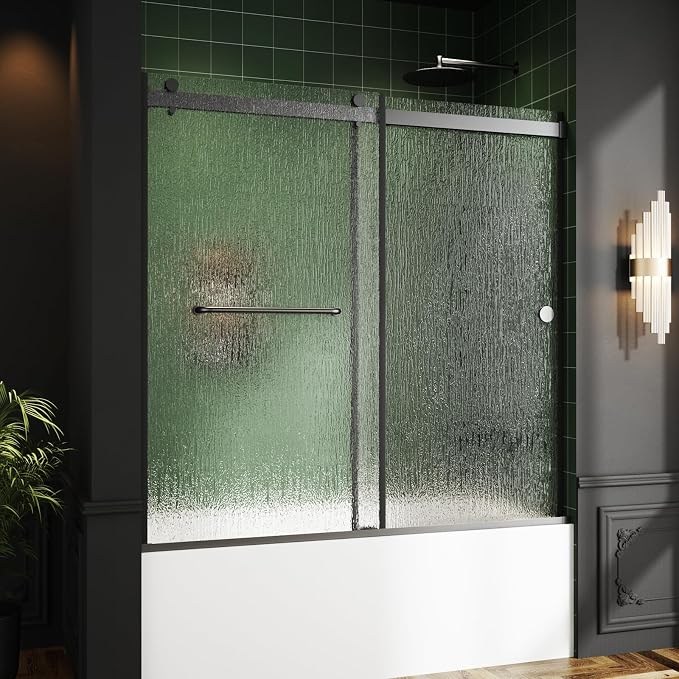 Bathtub Sliding Door 60" W x 56" H, Tub Shower Door, Frameless Bypass Double by Foskbaths