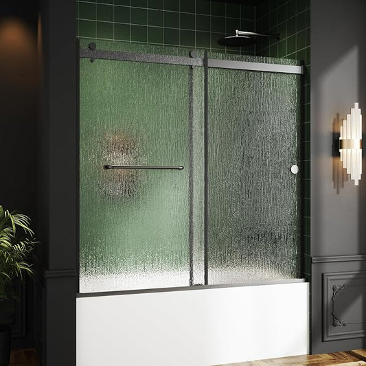 Bathtub Sliding Door 60" W x 56" H, Tub Shower Door, Frameless Bypass Double by Foskbaths