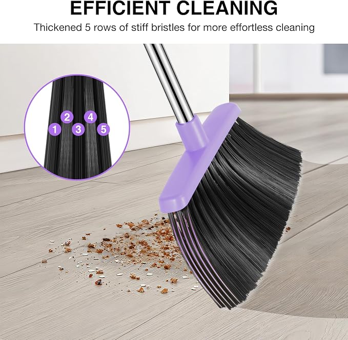 NACENA Broom and Dustpan Set, 52-in Long Adjustable Handle Broom Dustpan Combo - Image 6