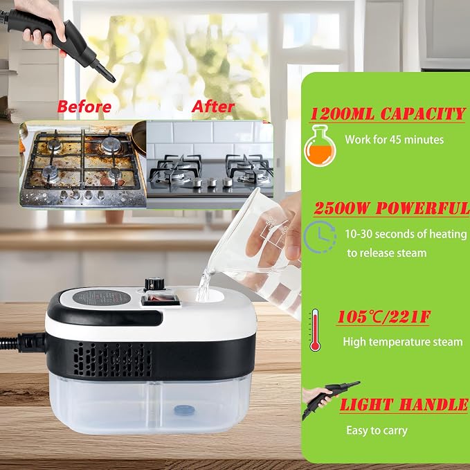 Steam Cleaner Handheld, Portable Steamer Cleaner, 2500W Steamer - Image 3