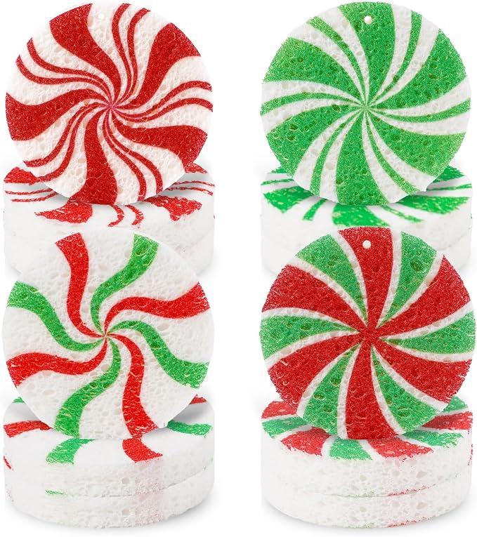 Whaline 8Pcs Christmas Candy Kitchen Sponges Red Green Xmas Candy Water by Whaline